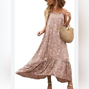 Flawless Brown and White Floral Maxi Dress